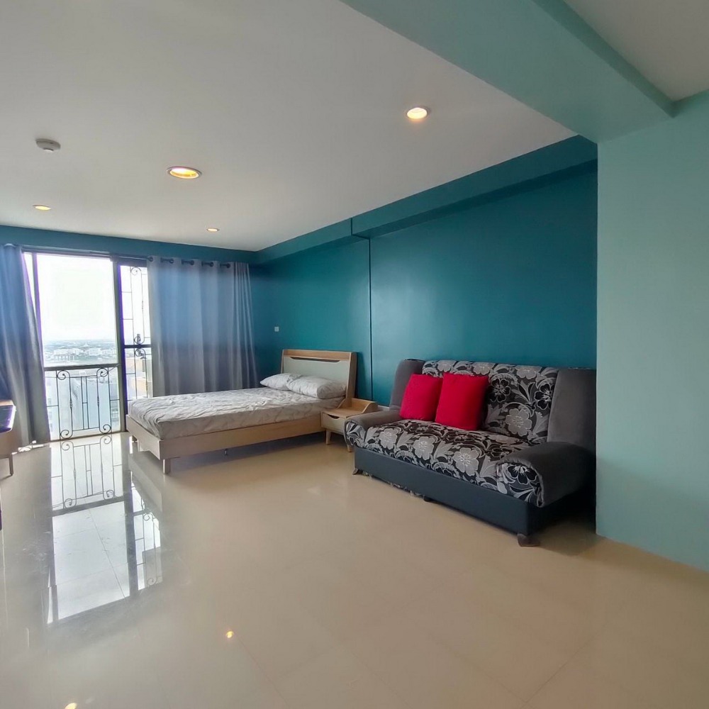 6505-552 ให้เช่า คอนโด บางนา สรรพวุธ Evergreen View Tower Studio ห้องมุม 2 ระเบียง