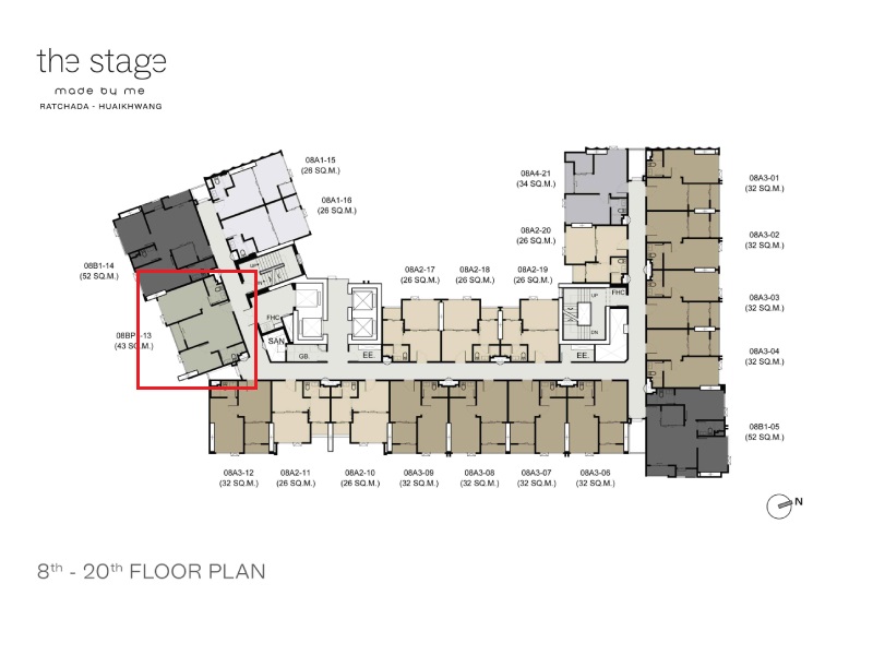 ขายดาวน์ คอนโด 2 นอน 2 น้ำ 43 ตรม โครงการ THE STAGE Made by Me รัชดา-ห้วยขวาง ชั้น 12A ทิศใต้ ห้องหน้ากว้าง เพียง 5.2 ล้านบาท ราคารอบ VVIP, MRT ห้วยขวาง คอนโดใหม่