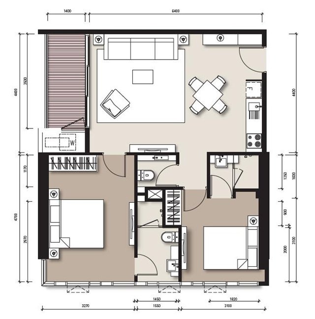 6611-119 ให้เช่า/ขาย คอนโด เอกมัย อโศก ทองหล่อ BTSเอกมัย The Loft Ekkamai 2 ห้องนอน