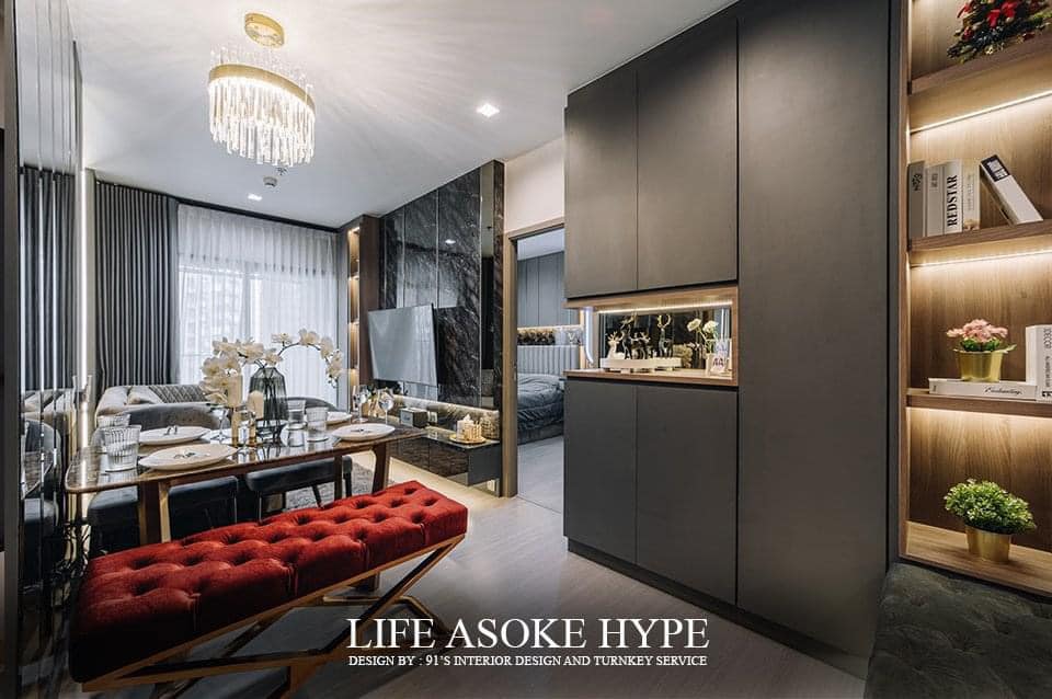 6703-057 ให้เช่า คอนโด พระราม9 รัชดา MRTพระราม9 Life Asoke Hype 1ห้องนอน ตกแต่งสวย